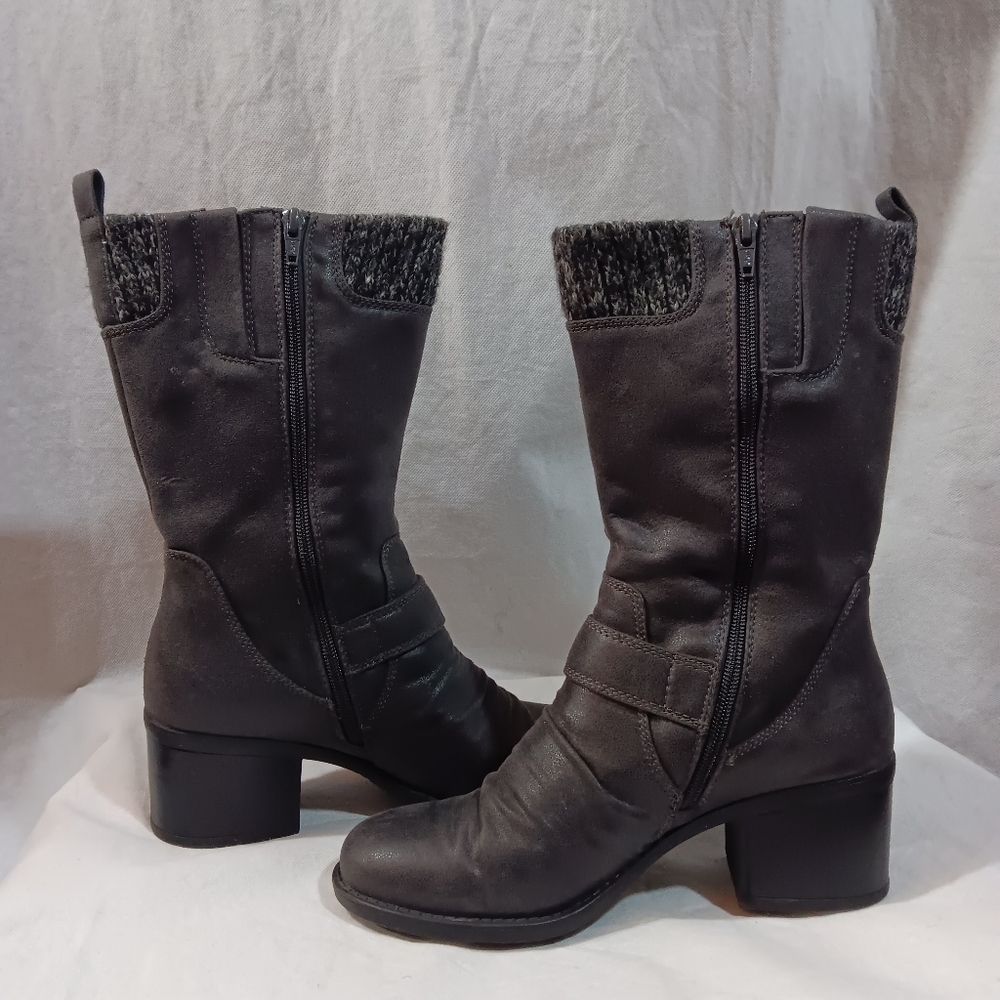 BareTraps Womens 8.5 Gray Boots Wylla Casual Round Toe Mid-Calf Sweater Collar - Picture 9 of 14